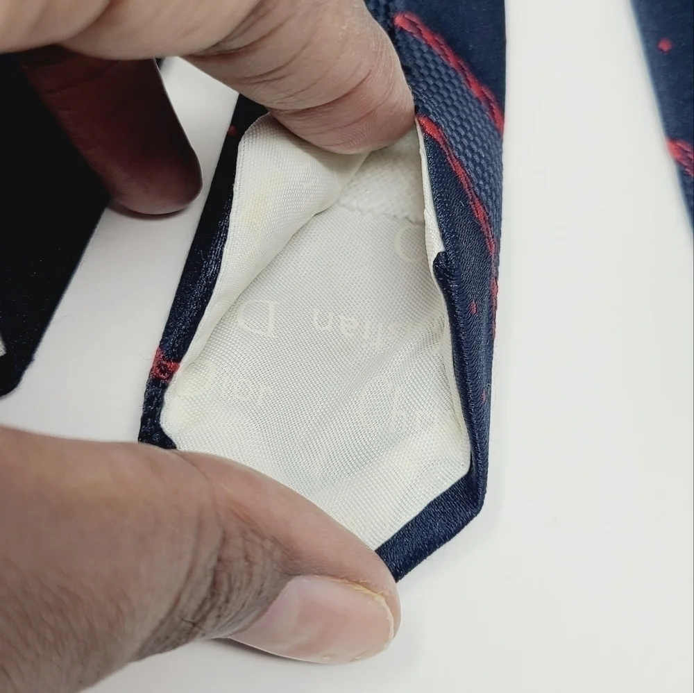 Christian Dior | Men's Navy and Red Mixed Print Tie (One Size)